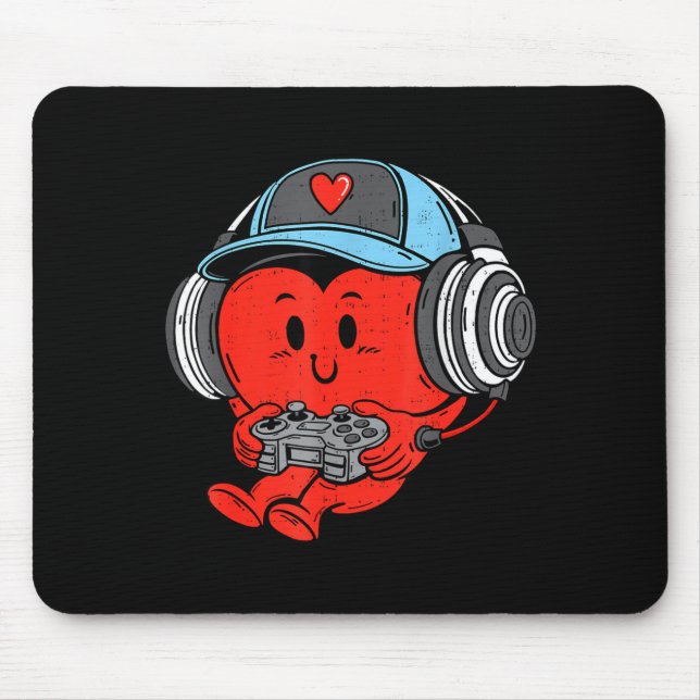 Video Game Gamer Heart Valentines Day Gaming Boys  Mouse Mat (Front)