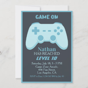 Video Game Gamer Party Tenth Boy Birthday Invitation