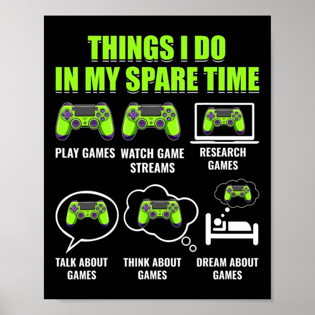 Video Game Gaming Player Funny Things I Do In My S Poster (Front)