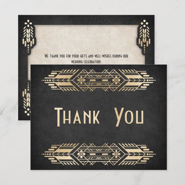 Video Game Geek Black Wedding Thank You Card (Front/Back)
