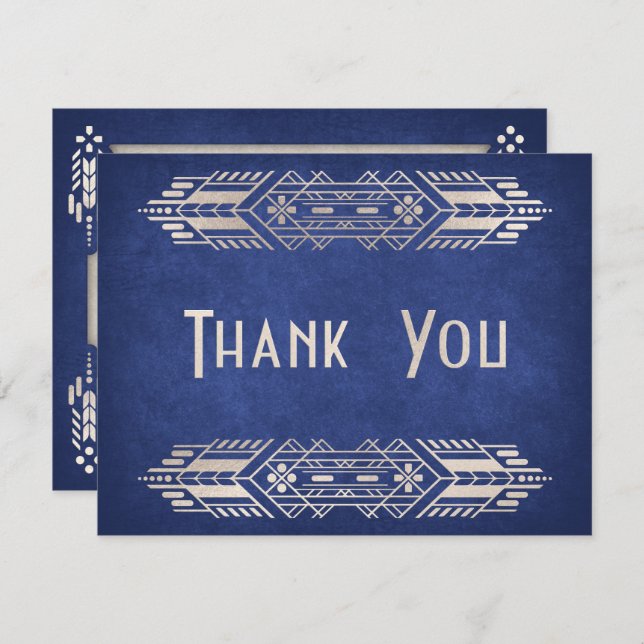 Video Game Geek Blue Wedding Thank You Card (Front/Back)