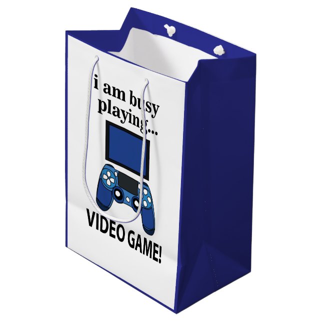 Video Game I am Busy Playing Video Game  Medium Gift Bag (Front Angled)