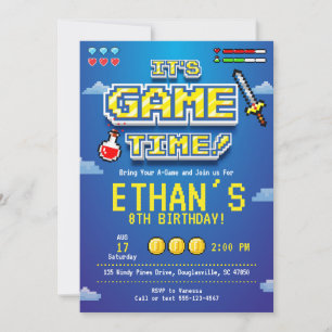 Video Game Invitation, Gamer Party, Video Game Invitation