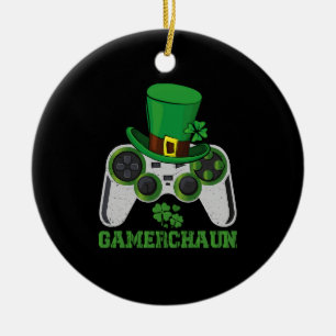 Video Game Leprechaun Boys St Patricks Day Gamer Ceramic Tree Decoration