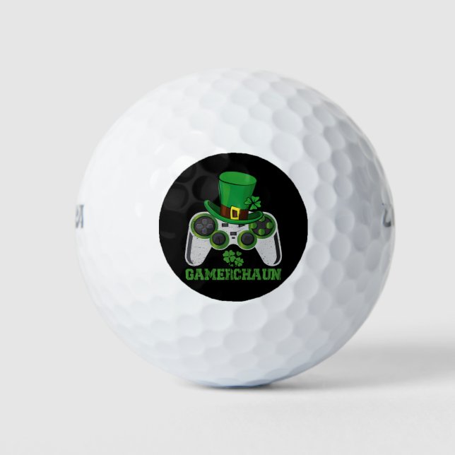 Video Game Leprechaun Boys St Patricks Day Gamer  Golf Balls (Front)