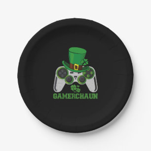 Video Game Leprechaun Boys St Patricks Day Gamer  Paper Plate