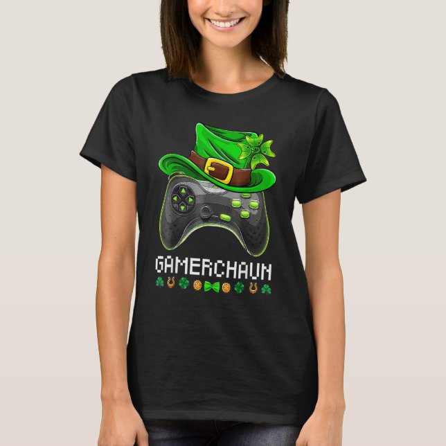 Video Game Leprechaun St Patricks Day Gamer Kids B T-Shirt (Front)