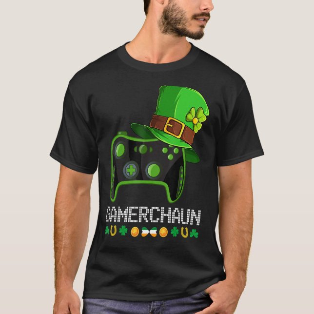 Video Game Leprechaun St Patricks Day Gamer Kids B T-Shirt (Front)