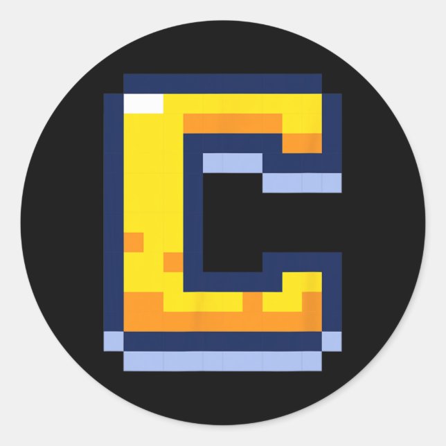 Video Game Letter C Name Initial Monogram Retro 8  Classic Round Sticker (Front)