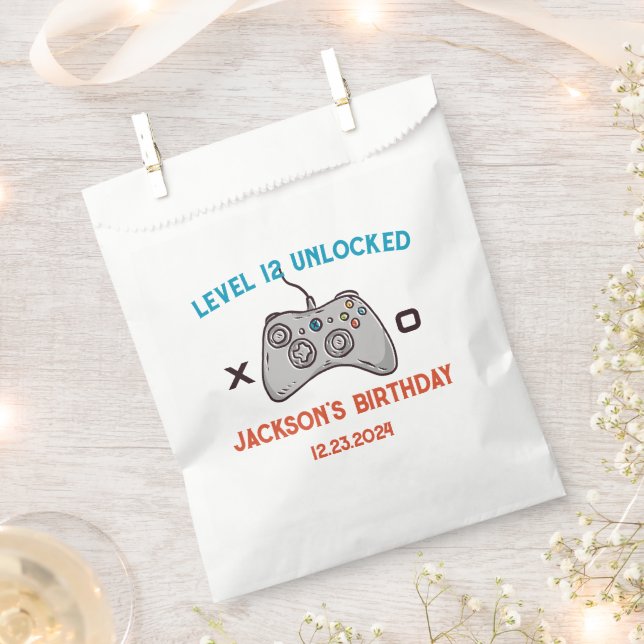 Video Game Level Unlocked Gamer Boy Men's Birthday Favour Bags (Clipped)