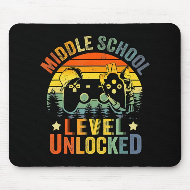 Video Game Level Unlocked Middle School Back to Sc Mouse Mat (Front)