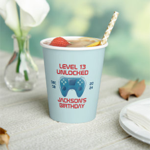 Video Game Level Unlocked Teen Boy Birthday Party Paper Cups