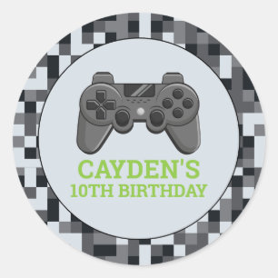 Video Game Level Up Controller Birthday Party Classic Round Sticker