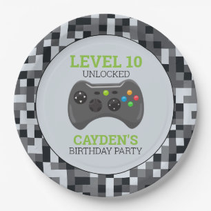 Video Game Level Up Controller Birthday Party Pap Paper Plate