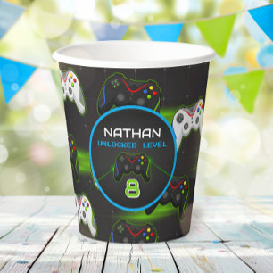 Video Game Level Up Controller Birthday Party Paper Cups