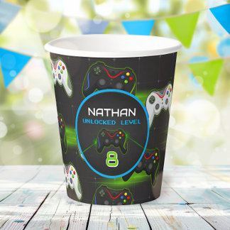 Video Game Level Up Controller Birthday Party Paper Cups