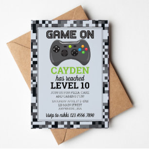 Video Game Level up Gamer Birthday Invite