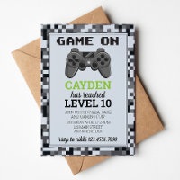Video Game Level up Gamer Birthday Invite