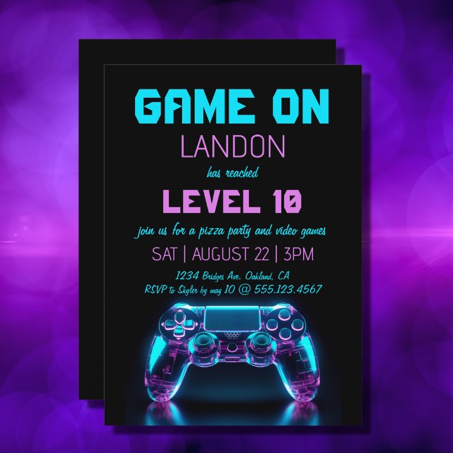 Video Game Level Up Gamer Birthday Party Invite (Creator Uploaded)