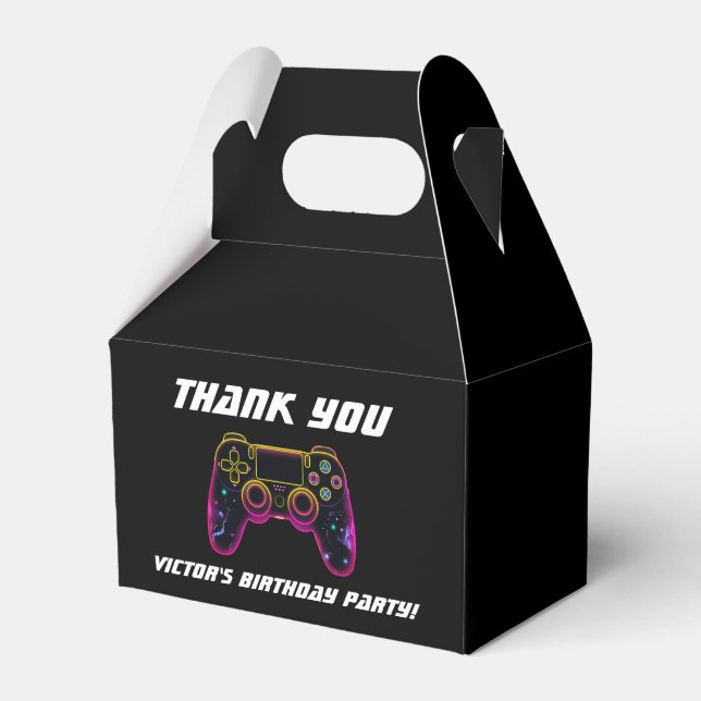 Video Game Level up Gamer Neon Favour Box (Front Side)