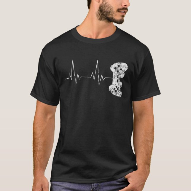 Video Game Lover Gifts - Gamer Gamer Heartbeat T-Shirt (Front)