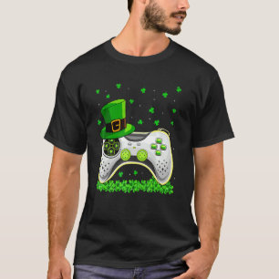 Video Game Lover Hat Shamrock Irish St Patrick S D T-Shirt