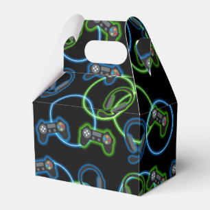 Video Game Neon Blue & Green Pattern Favour Box