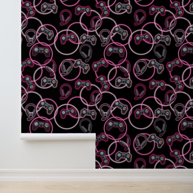 Video Game Neon Pink Girls Pattern  Wallpaper (Application)