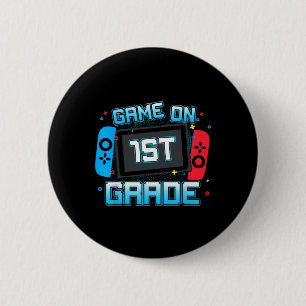 Video Game On 1st Grade Gamer Byck To School Boys  6 Cm Round Badge