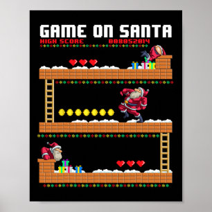 Video Game On Santa Ugly Christmas Gamer Santa Cla Poster