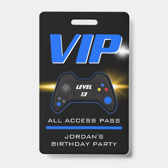 Video Game Party Blue Controller Favour Badge ID Badge (Front)