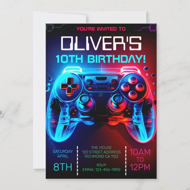 Video Game Party Invitation (Front)