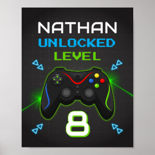 Video Game Party Level Up Kids Birthday Gamer Sign