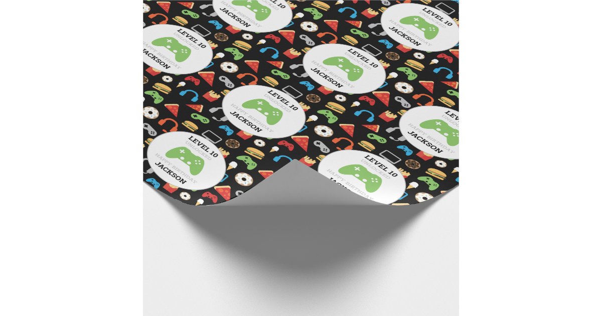Video Game Party Level Up Kids Birthday Gamer Wrapping Paper | Zazzle
