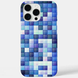 Video Game Pixels Blue Square Pattern iPhone 16 Pro Max Case