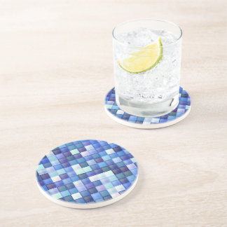 Video Game Pixels Blue Square Pattern Coaster