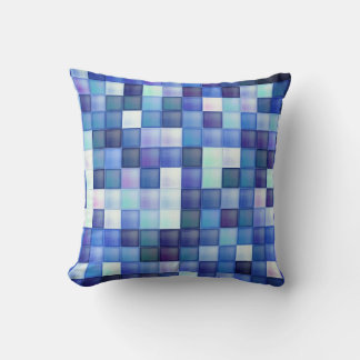 Video Game Pixels Blue Square Pattern Cushion