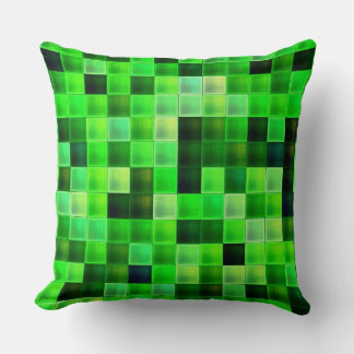 Video Game Pixels Green Square Pattern Cushion