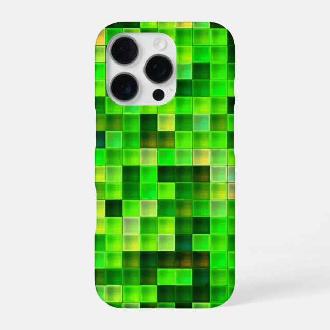Video Game Pixels Green Square Pattern iPhone Case (Back)