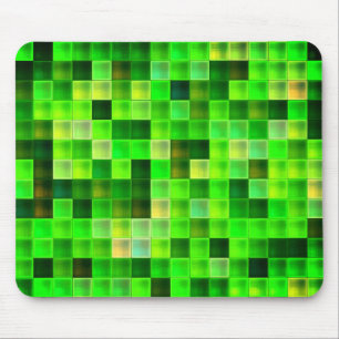 Video Game Pixels Green Square Pattern Mouse Mat