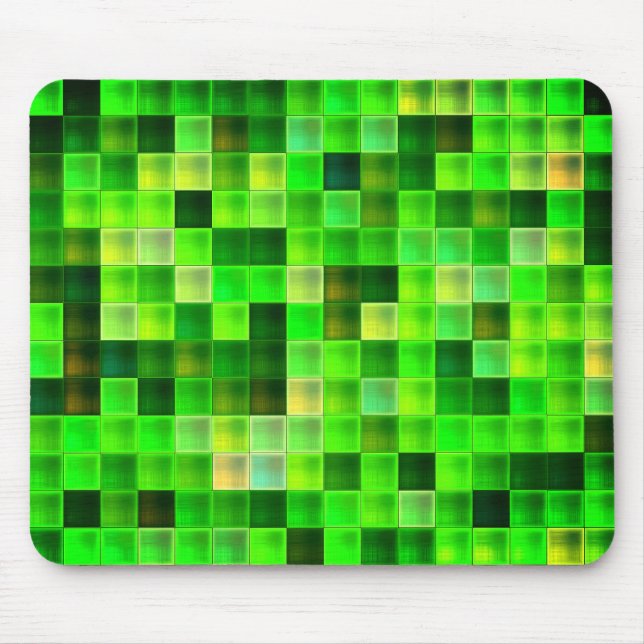 Video Game Pixels Green Square Pattern Mouse Mat (Front)