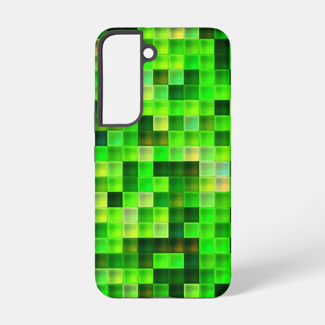 Video Game Pixels Green Square Pattern Samsung Galaxy S22 Case (Back)