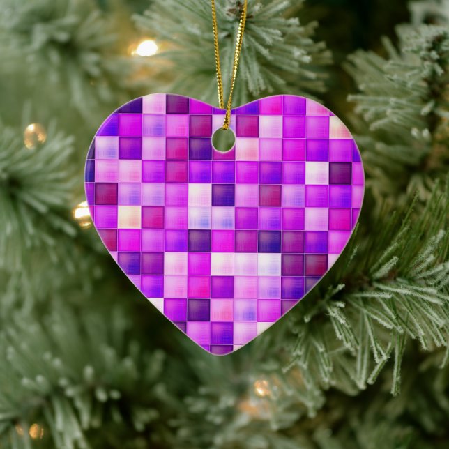 Video Game Pixels Pink Square Pattern Ceramic Tree Decoration (Tree)