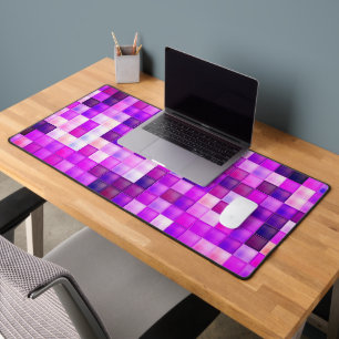 Video Game Pixels Pink Square Pattern Desk Mat