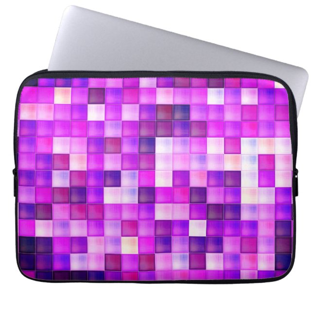 Video Game Pixels Pink Square Pattern Laptop Sleeve (Front)