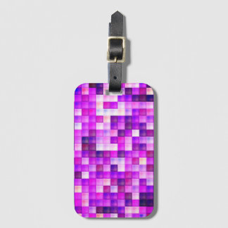 Video Game Pixels Pink Square Pattern Luggage Tag