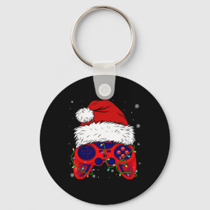 Video Game Santa Hat Fun Christmas Pjs Lights Boys Key Ring