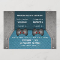 Video Game Save the Date Invite, Blue