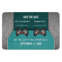 Video Game Save the Date Magnet, Teal
