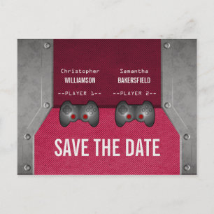 Video Game Save the Date Postcard, Pink Announcement Postcard